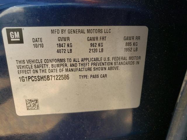 Photo 10 from auction – 2011 CHEVROLET CRUZE LS with VIN 1G1PC5SH5B7122586