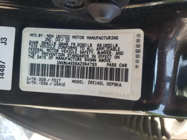 Photo 10 from auction – 2010 TOYOTA COROLLA BA with VIN 1NXBU4EE6AZ364793
