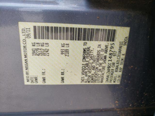 Photo 10 from auction – 2012 NISSAN ALTIMA BAS with VIN 1N4AL2AP8CC148795
