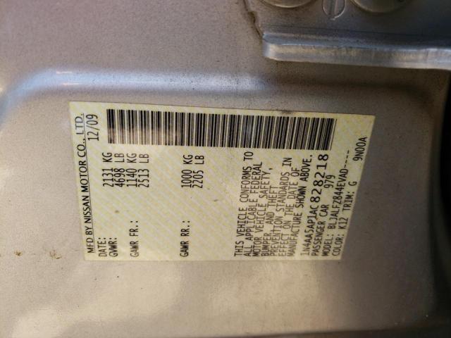 Photo 10 from auction – 2010 NISSAN MAXIMA S with VIN 1N4AA5AP1AC828218