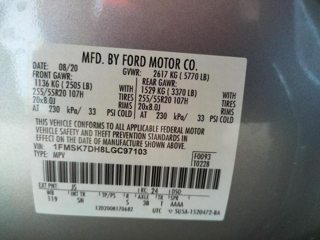Photo 10 from auction – 2020 FORD EXPLORER X with VIN 1FMSK7DH8LGC97103