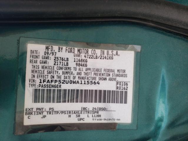 Photo 10 from auction – 1998 FORD TAURUS LX with VIN 1FAFP52U0WA115564
