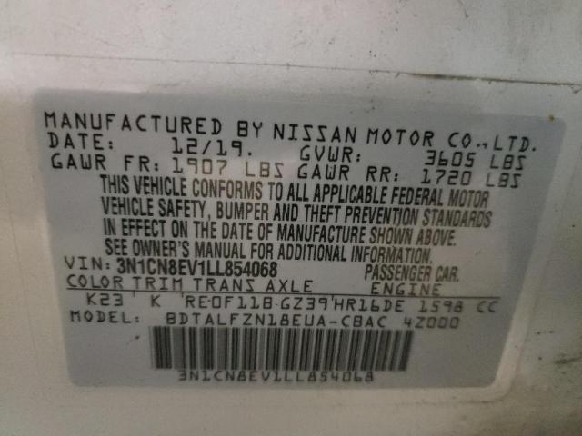 Photo 10 from auction – 2020 NISSAN VERSA SV with VIN 3N1CN8EV1LL854068
