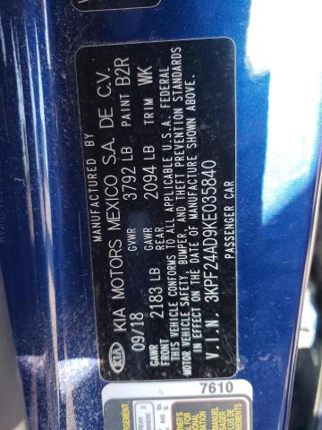 Photo 10 from auction – 2019 KIA FORTE FE with VIN 3KPF24AD9KE035840