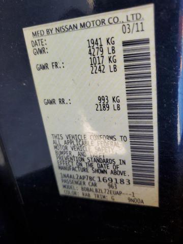 Photo 10 from auction – 2011 NISSAN ALTIMA BAS with VIN 1N4AL2AP7BC169183