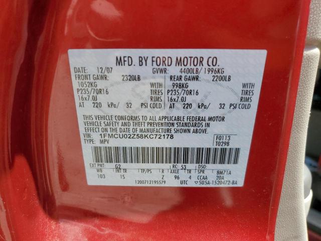 Photo 10 from auction – 2008 FORD ESCAPE XLS with VIN 1FMCU02Z58KC72178