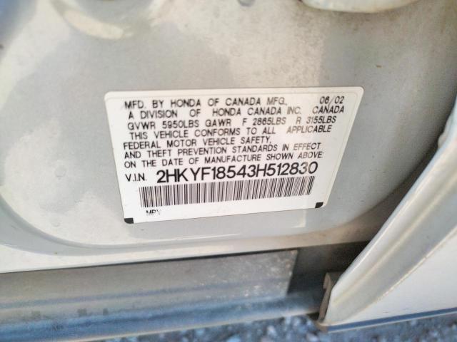 Photo 10 from auction – 2003 HONDA PILOT EXL with VIN 2HKYF18543H512830