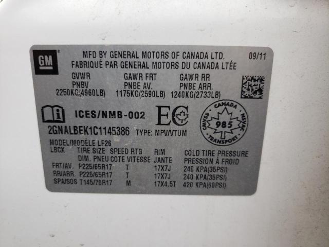 Photo 10 from auction – 2012 CHEVROLET EQUINOX LS with VIN 2GNALBEK1C1145386