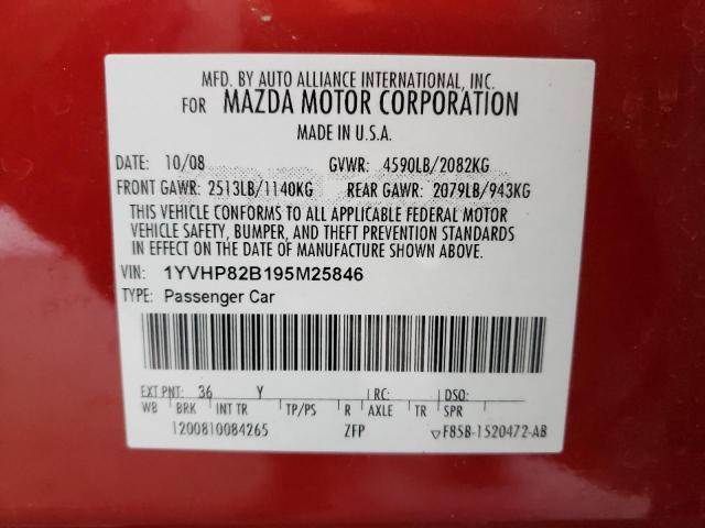Photo 10 from auction – 2009 MAZDA 6 S with VIN 1YVHP82B195M25846