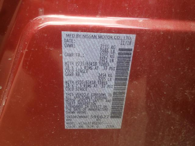 Photo 10 from auction – 2019 NISSAN PATHFINDER with VIN 5N1DR2MNXKC596627