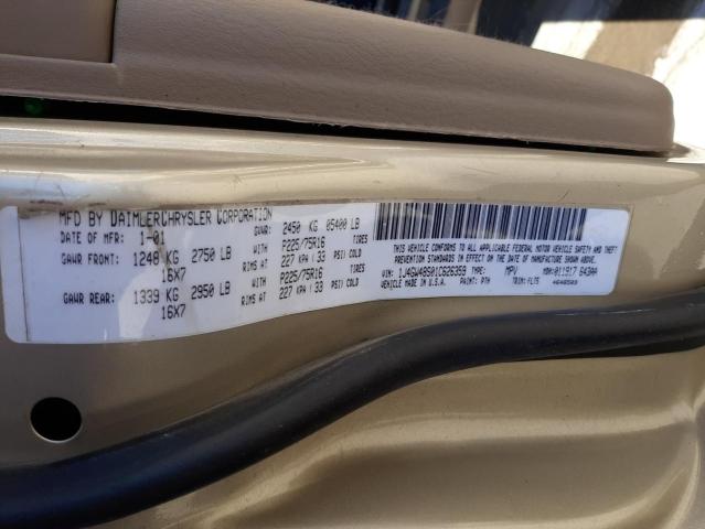 Photo 10 from auction – 2001 JEEP CHEROKEE with VIN 1J4GW48S01C626359