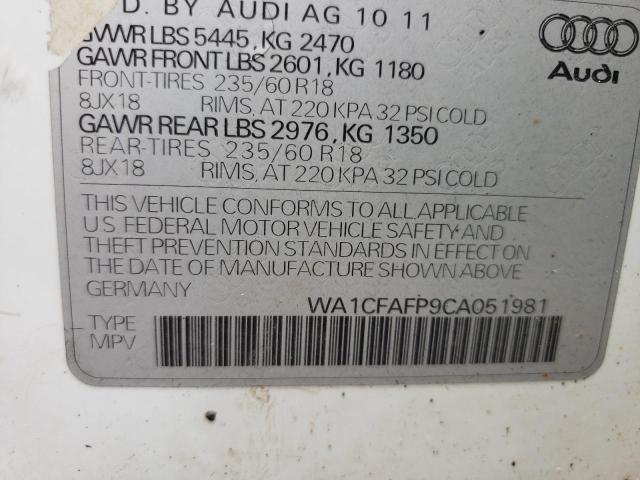 Photo 10 from auction – 2012 AUDI Q5 PREMIUM with VIN WA1CFAFP9CA051981