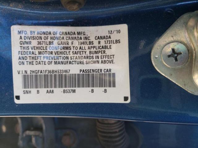 Photo 10 from auction – 2011 HONDA CIVIC VP with VIN 2HGFA1F36BH533467