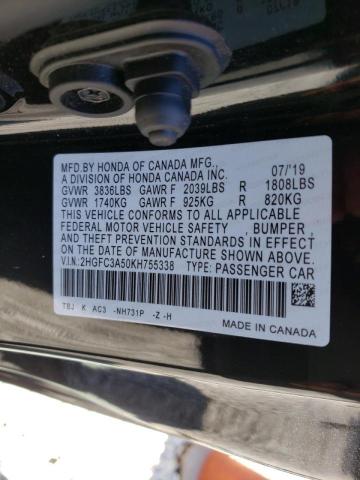 Photo 10 from auction – 2019 HONDA CIVIC SI with VIN 2HGFC3A50KH755338