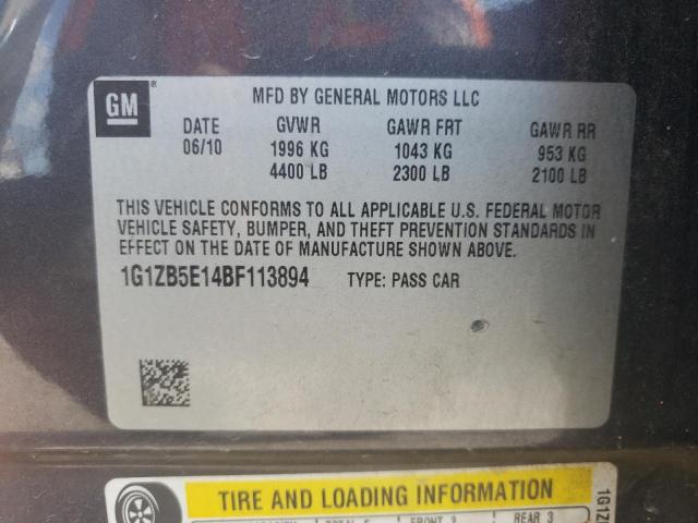 Photo 10 from auction – 2011 CHEVROLET MALIBU with VIN 1G1ZB5E14BF113894