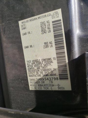 Photo 10 from auction – 2012 NISSAN ALTIMA BAS with VIN 1N4AL2AP0CN543798