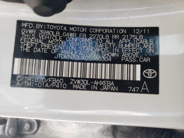 Photo 10 from auction – 2012 TOYOTA PRIUS with VIN JTDKN3DUXC5380304
