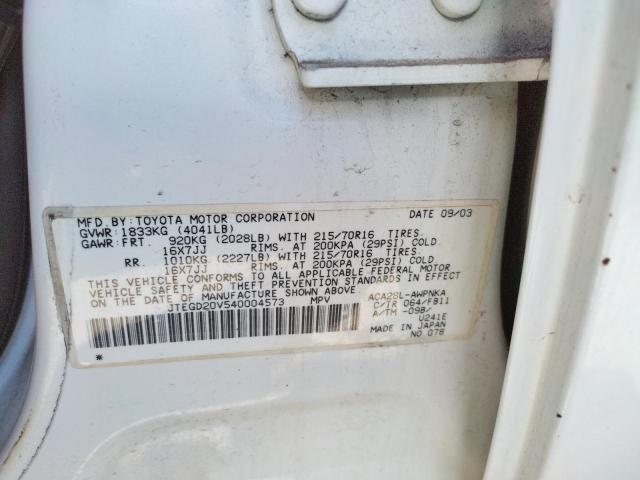 Photo 10 from auction – 2004 TOYOTA RAV4 with VIN JTEGD20V540004573