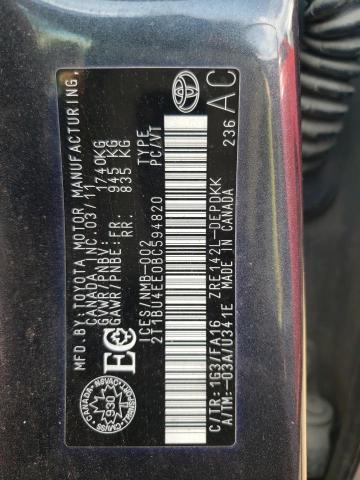 Photo 10 from auction – 2011 TOYOTA COROLLA BA with VIN 2T1BU4EE0BC594820