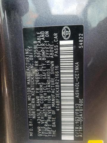 Photo 10 from auction – 2011 TOYOTA CAMRY BASE with VIN 4T4BF3EKXBR216616