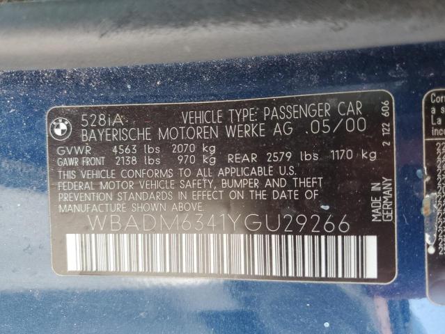 Photo 10 from auction – 2000 BMW 528 I AUTO with VIN WBADM6341YGU29266