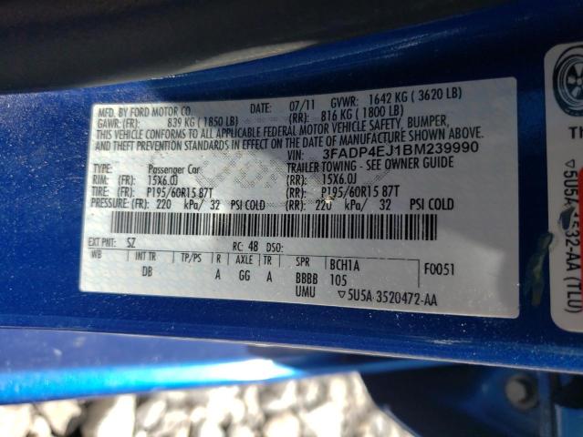 Photo 10 from auction – 2011 FORD FIESTA SE with VIN 3FADP4EJ1BM239990