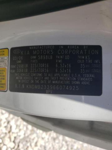 Photo 10 from auction – 2006 KIA SEDONA EX with VIN KNDMB233966074925
