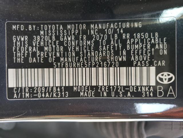 Photo 10 from auction – 2015 TOYOTA COROLLA L with VIN 5YFBURHE5FP216720