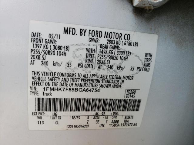 Photo 10 from auction – 2011 FORD EXPLORER L with VIN 1FMHK7F85BGA64754