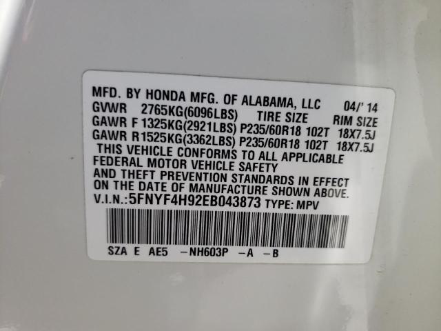 Photo 10 from auction – 2014 HONDA PILOT TOUR with VIN 5FNYF4H92EB043873