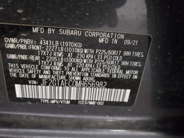 Photo 10 from auction – 2021 SUBARU CROSSTREK with VIN JF2GTAEC0MH656982