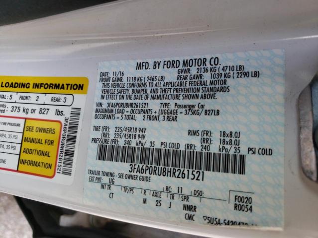Photo 10 from auction – 2017 FORD FUSION TIT with VIN 3FA6P0RU8HR261521