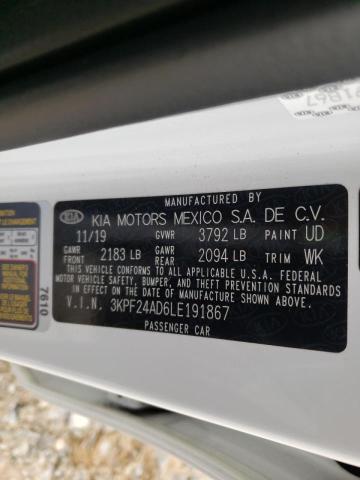 Photo 10 from auction – 2020 KIA FORTE FE with VIN 3KPF24AD6LE191867