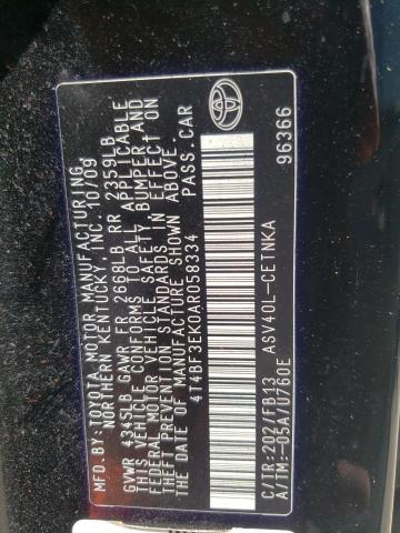 Photo 10 from auction – 2010 TOYOTA CAMRY BASE with VIN 4T4BF3EK0AR058334