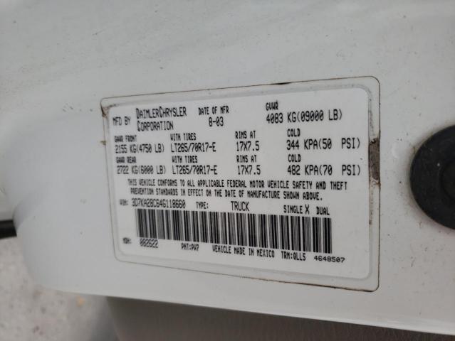 Photo 10 from auction – 2004 DODGE RAM 2500 S with VIN 3D7KA28C64G118660