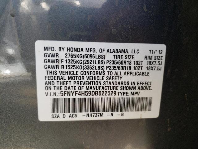 Photo 10 from auction – 2013 HONDA PILOT EXL with VIN 5FNYF4H59DB022529