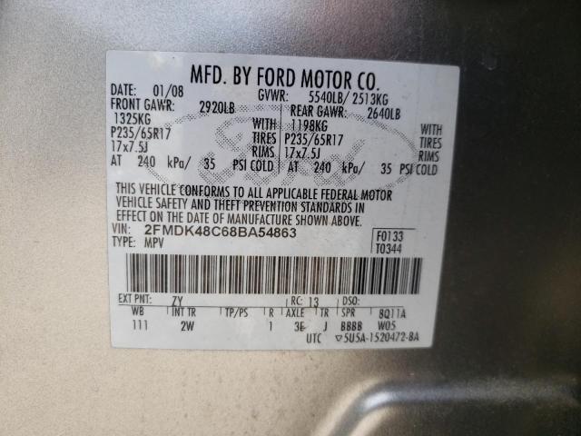 Photo 10 from auction – 2008 FORD EDGE SEL with VIN 2FMDK48C68BA54863