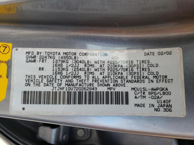 Photo 10 from auction – 2002 LEXUS RX 300 with VIN JTJHF10U720262849