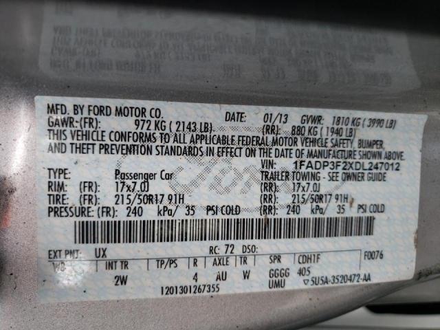 Photo 10 from auction – 2013 FORD FOCUS SE with VIN 1FADP3F2XDL247012