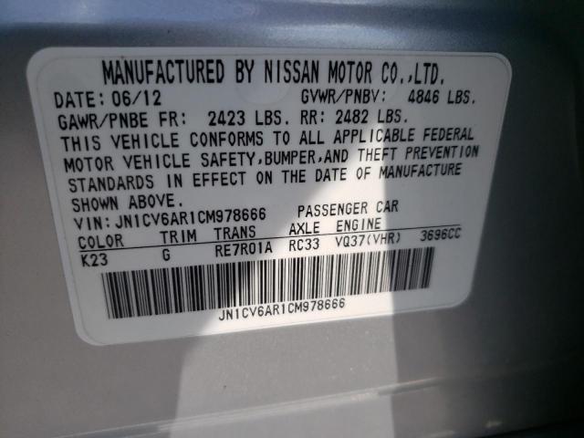 Photo 10 from auction – 2012 INFINITI G37 with VIN JN1CV6AR1CM978666