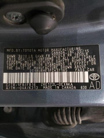 Photo 10 from auction – 2015 TOYOTA COROLLA L with VIN 2T1BURHE1FC437165