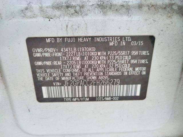 Photo 10 from auction – 2015 SUBARU XV CROSSTR with VIN JF2GPACC2FH266279