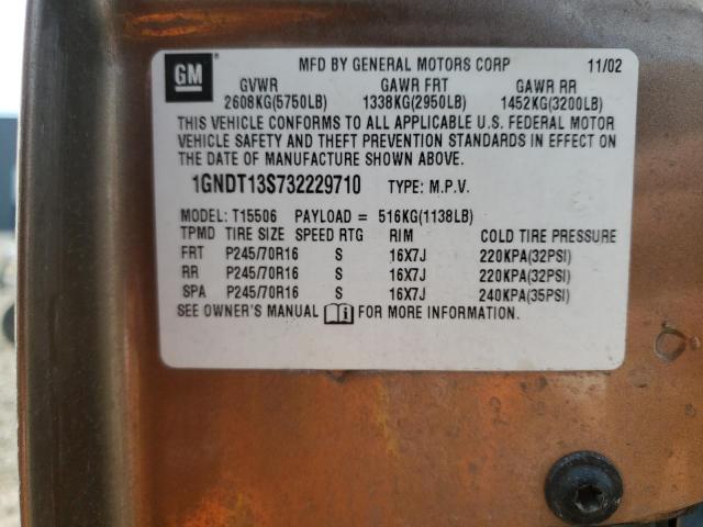 Photo 10 from auction – 2003 CHEVROLET TRAILBLAZE with VIN 1GNDT13S732229710