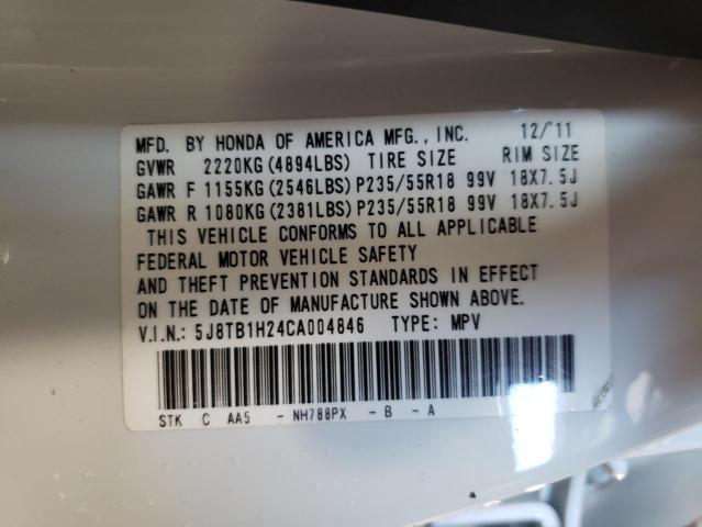 Photo 10 from auction – 2012 ACURA RDX with VIN 5J8TB1H24CA004846