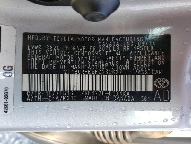 Photo 10 from auction – 2015 TOYOTA COROLLA L with VIN 2T1BURHE8FC263627