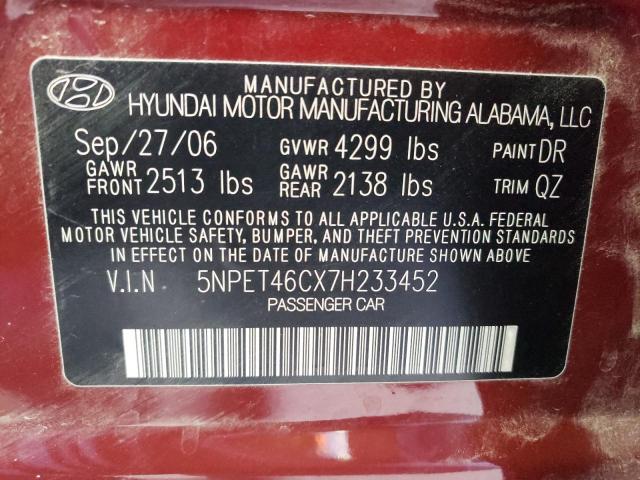 Photo 10 from auction – 2007 HYUNDAI SONATA with VIN 5NPET46CX7H233452