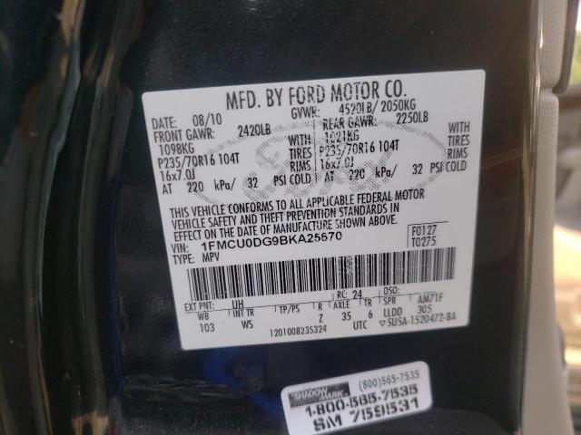 Photo 10 from auction – 2011 FORD ESCAPE XLT with VIN 1FMCU0DG9BKA25670