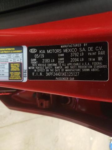 Photo 10 from auction – 2019 KIA FORTE FE with VIN 3KPF24AD1KE125127