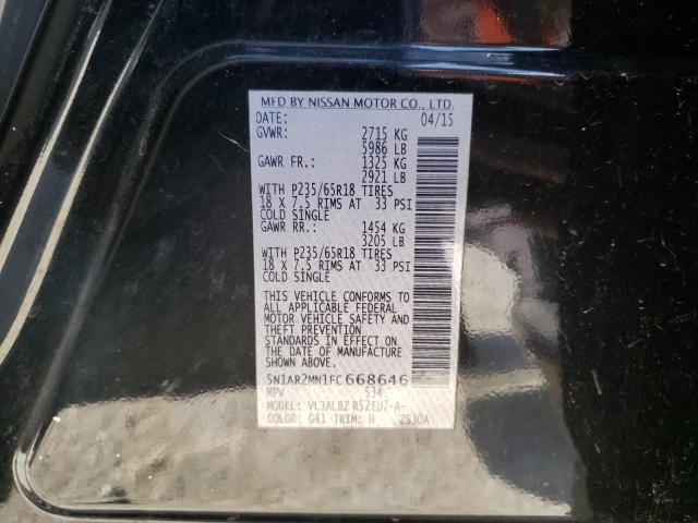 Photo 10 from auction – 2015 NISSAN PATHFINDER with VIN 5N1AR2MN1FC668646