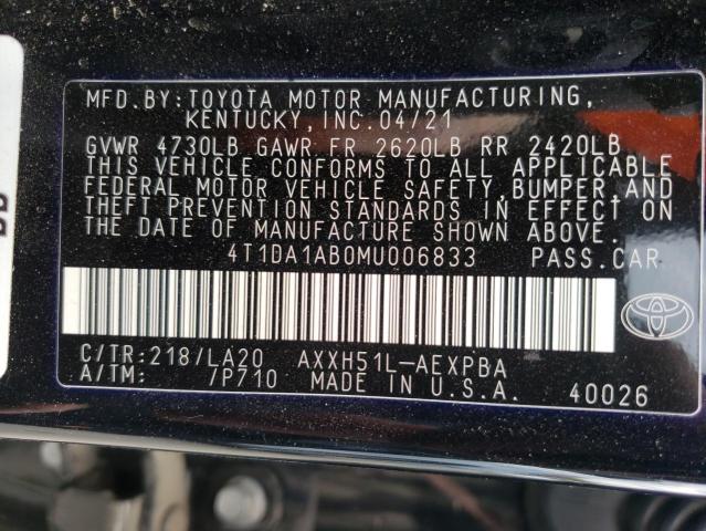 Photo 10 from auction – 2021 TOYOTA AVALON LIM with VIN 4T1DA1AB0MU006833